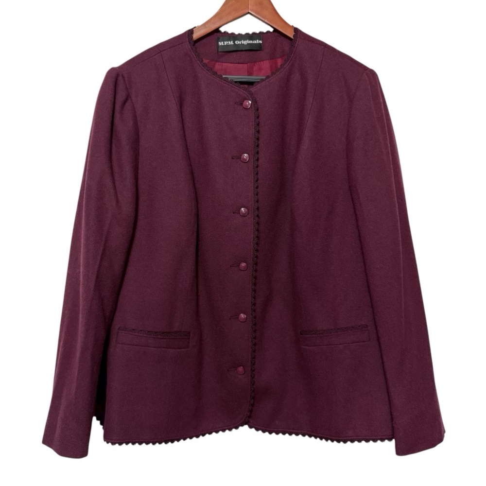 Vintage M.P.M. Originals Wool Blazer Womens 18.5 Purple Union Made Career Preppy